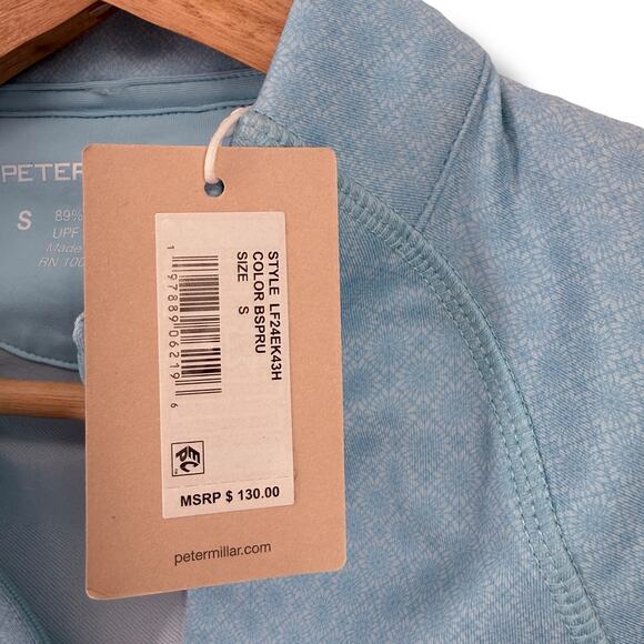 Peter Millar Perth Raglan Sleeve Layering Shirt Women's Sz Small Blue Spruce Geo - Picture 8 of 9